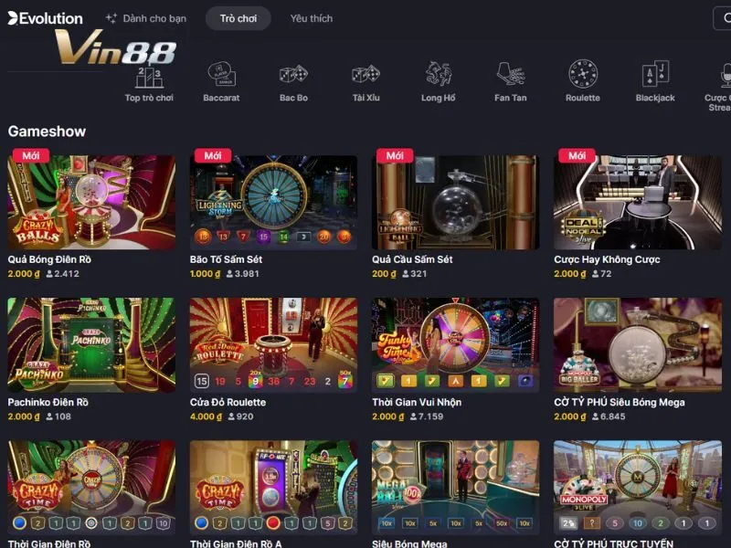 Game Show tại Vin88 tổ chức 10+ game live hấp dẫn, thưởng lớn