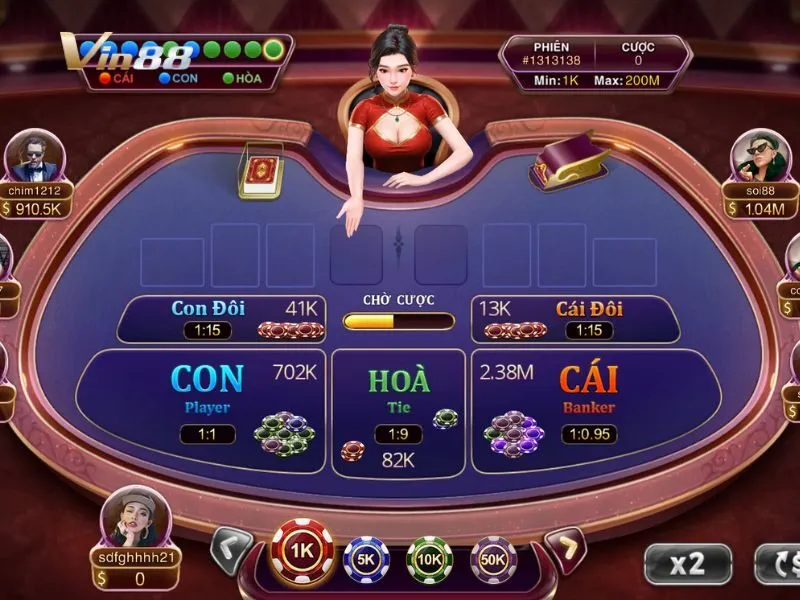Giao diện bàn chơi Baccarat Kim Tài