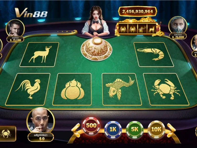 Giao diện bàn chơi bầu cua online tại Vin88