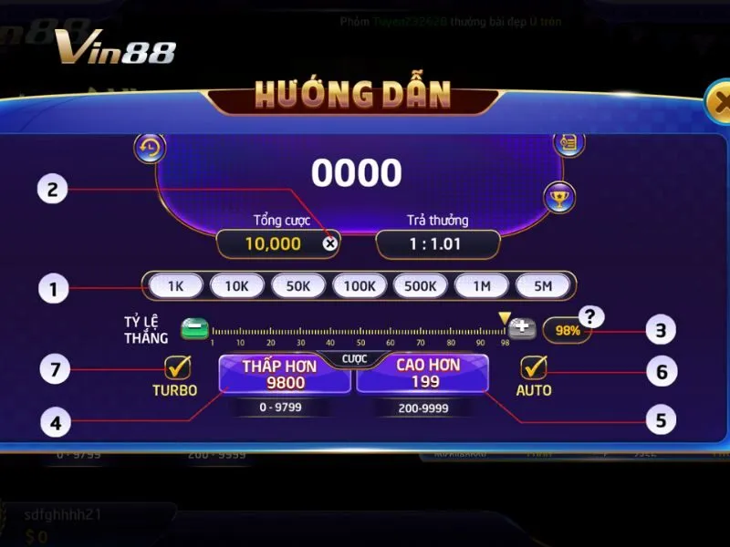 Giao diện trò chơi cá cược HILO Vin88