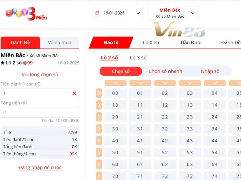 Lô đề 3 miền Vin88 được đầu tư chỉn chu về chất lượng