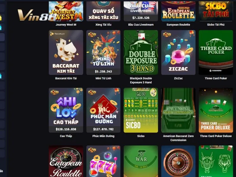 Tìm bàn chơi ghi Caribbean Hold'Em trên sảnh Live Casino Vin88
