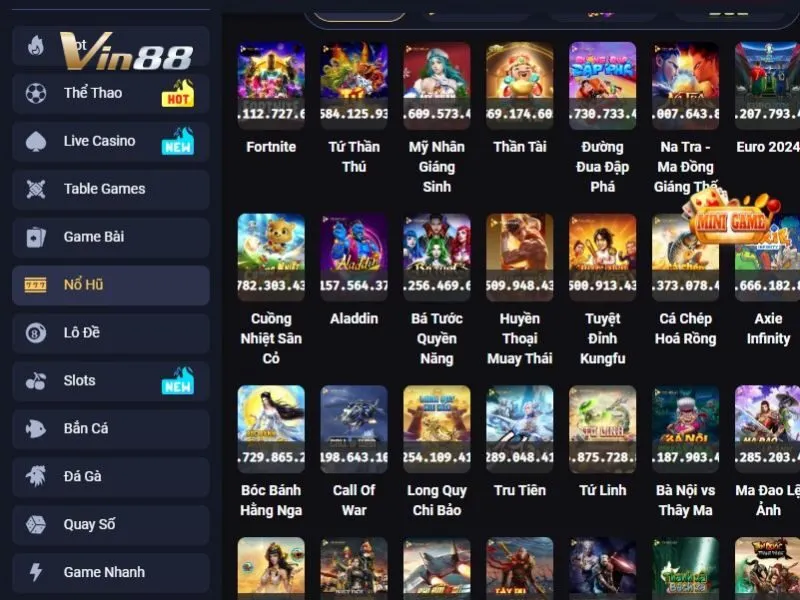 Tìm chọn game Natra trong danh sách game Nổ hũ