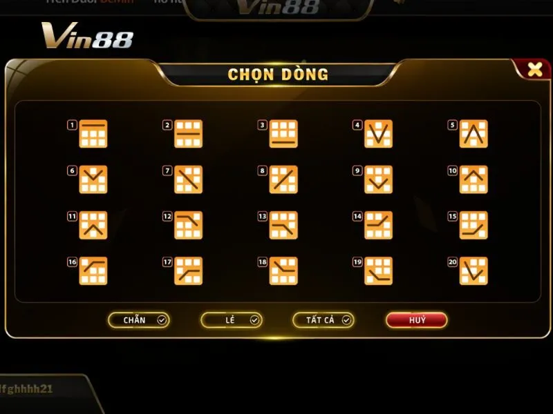Tùy chọn trong 20 dòng thưởng của Xếp kim cương